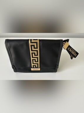 Versace Fragrance Cosmetic Bag Black Gold Medusa Makeup Case